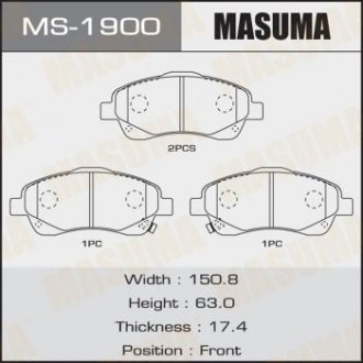 Колодки гальмівні передн Toyota Avensis (03-08) (MS-1900) MASUMA MS1900