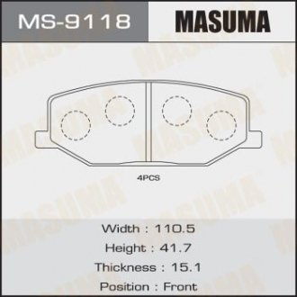 Колодки тормозные (MS-9118) MASUMA MS9118