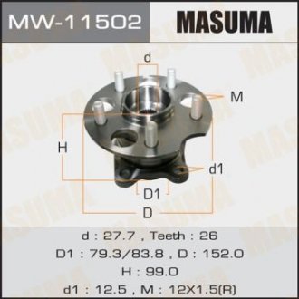 Маточина колеса заднього у зборі з підшипником Lexus RX 350 (05-09)/ Toyota Highlander (10-13), Venza (09-16) (MW-11502) MASUMA MW11502