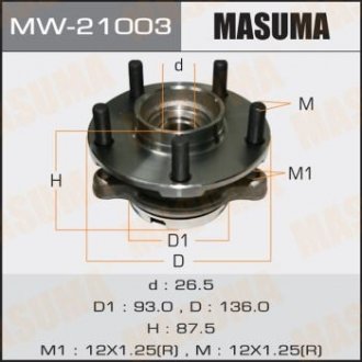 Ступица колеса переднего в сборе с подшипником Infinity FX 35 (02-12) G 37 (08-), M 37 (10-) 2WD (MW-21003) MASUMA MW21003 (фото 1)