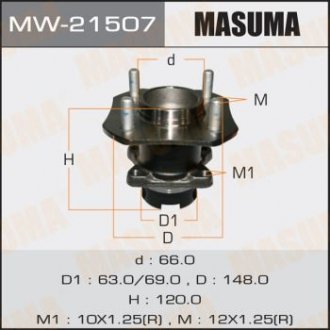 Ступица колеса заднего в сборе с подшипником Nissan Tida (07-) (с ABS) (MW-21507) MASUMA MW21507