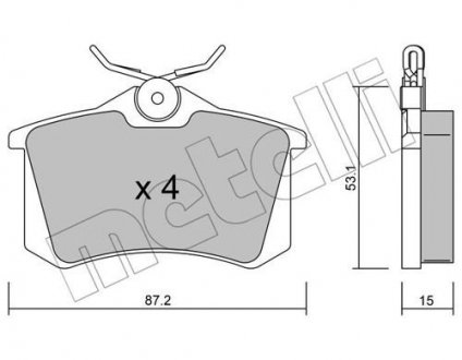 Колодки гальмівні (задні) VW Golf II/III/Passat B2/B3/B4 84-99/Polo 95-01/Peugeot 405 87-97 Metelli 22-0100-0