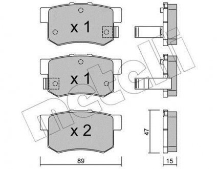 Колодки гальмівні (задні) Suzuki SX4/Swift 06-/Honda Accord 91-93/Civic 95-/Fiat Sedici 06-14 Metelli 22-0173-0 (фото 1)