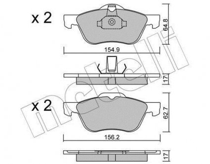 Колодки гальмівні (передні) Nissan Primera 2.0 16V 96-02 Metelli 22-0489-0