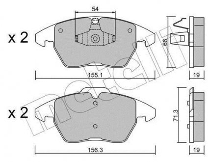 Колодки гальмівні (передні) Citroen C4 04-11/Peugeot 207/308 07-14/208 12-/307 03-09/3008 09-16 Metelli 22-0548-1 (фото 1)