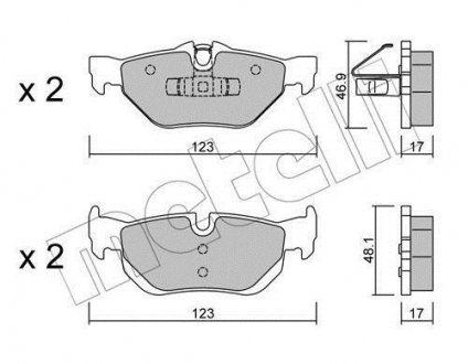 Колодки гальмівні (задні) BMW 1 (E81-82/E87-88)/3 (E90-93) 04-13/X1 (E84) 09-15 Metelli 22-0642-0 (фото 1)