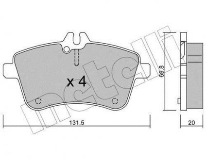 Комплект гальмівних колодок (дискових) Metelli 22-0647-0