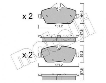 Колодки гальмівні (передні) BMW 1 (E81/E82/E87/E88) 04-13/2 (F45) 14-18 Metelli 22-0664-0