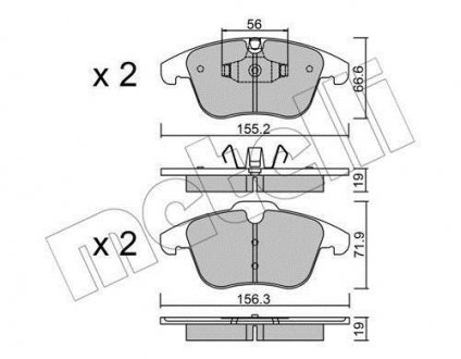 Колодки гальмівні (передні) Jaguar S-Type/XF/XK/XJ 02-15 Metelli 22-0675-4