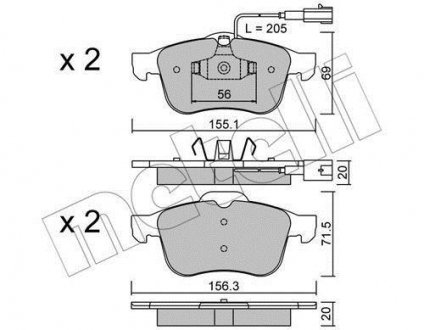 Колодки гальмівні (передні) Alfa Romeo 159 05-11 Metelli 22-0703-0