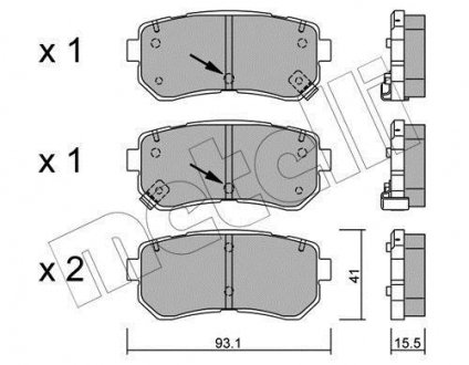 Колодки гальмівні (задні) Hyundai Kona/Kia Picanto 11- Metelli 22-0725-1