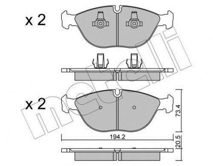 Колодки гальмівні (передні) Audi A8/BMW 7 (E38) -01/VW Golf IV/Passat 01-05 Metelli 22-0828-0