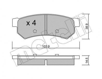 Колодки гальмівні (задні) Chevrolet Lacetti 05-/Nubira 05-11 Metelli 22-0846-0 (фото 1)