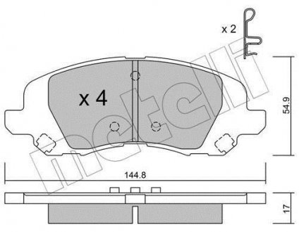 Колодки гальмівні (передні) Dodge Avenger/Caliber/Jeep Compass/Patriot/Lancia Flavia 06- Metelli 22-0861-0 (фото 1)