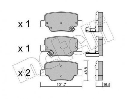 Комплект гальмівних колодок (дискових) Metelli 22-0880-0