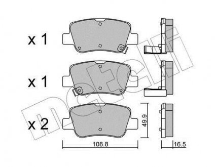 Комплект гальмівних колодок (дискових) Metelli 22-0881-0