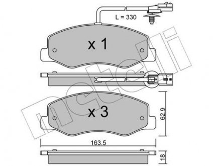 Колодки гальмівні (задні) Renault Master III/Opel Movano/Nissan NV400 10- (+датчик)/(спарка) Metelli 22-0900-0