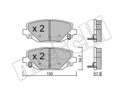 Колодки гальмівні (задні) Chrysler Grand Voyager 07-/Fiat Freemont 11- Metelli 22-0947-0