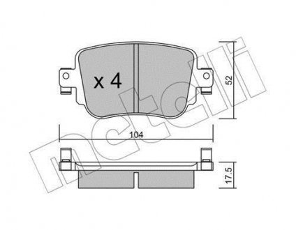 Колодки гальмівні (задні) Audi Q3/Skoda Octavia/Seat Leon/VW Golf/Caddy IV 14- Metelli 22-0980-0