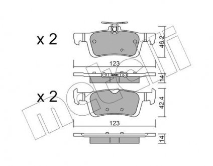 Колодки гальмівні (задні) Ford Fiesta 1.0 EcoBoost 17- Metelli 22-0986-1