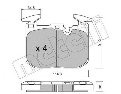 Колодки гальмівні (передні) BMW 3 (F30/F31/F34)/ 4 (F32/F36) 11- Metelli 22-1015-1 (фото 1)