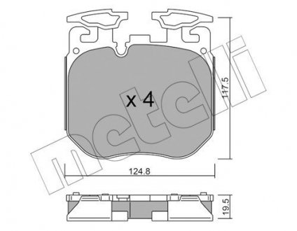 Колодки гальмівні (передні) BMW 3 (G20)/5 (G30/F90)/7 (G11-12)/X5 (G05/F95)/X7 (G07) 15- B47B57/B58 Metelli 22-1147-0 (фото 1)