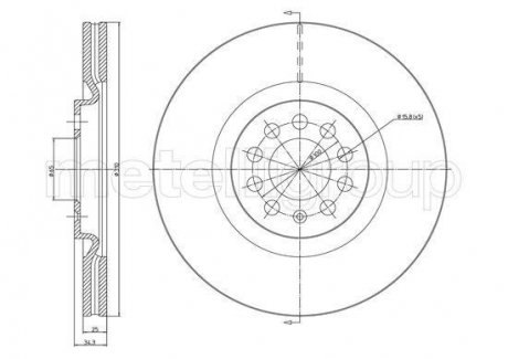 Диск гальмівний (передній) Audi A1 10-18/VW Polo 14-/Seat Ibiza 15-17 (310x25) Metelli 23-1515C