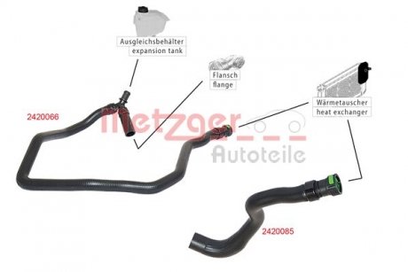 Патрубок системи охолодження гумовий з фітингами METZGER 2420085