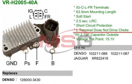 Регулятор напруги генератора MOBILETRON VR-H2005-40A