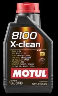 Моторна олива 8100 X-Clean Gen2 5W-40, 1л. MOTUL 102786