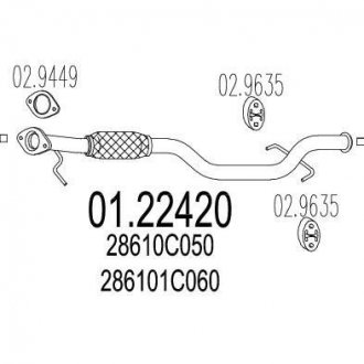 Проміжна труба вихлопної системи MTS 01.22420