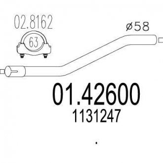 Проміжна труба вихлопної системи MTS 01.42600