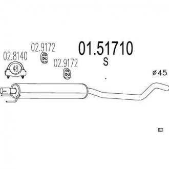 Середня частина вихлопної системи (Резонатор) MTS 01.51710
