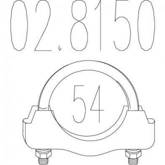 Хомут вихлопної системи U-образний (М10, Діаметр 54 мм) MTS 02.8150
