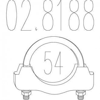 Хомут вихлопної системи U-образний (М8, Діаметр 54 мм) MTS 02.8188