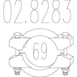 Хомут вихлопної системи біконічну (Діаметр 69 мм) MTS 02.8283 (фото 1)