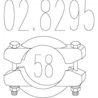 Хомут вихлопної системи біконічну (Діаметр 58 мм) MTS 02.8295 (фото 1)