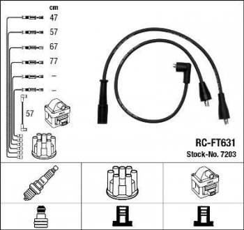 Комплект високовольтних проводів / RC-FT631 NGK 7203