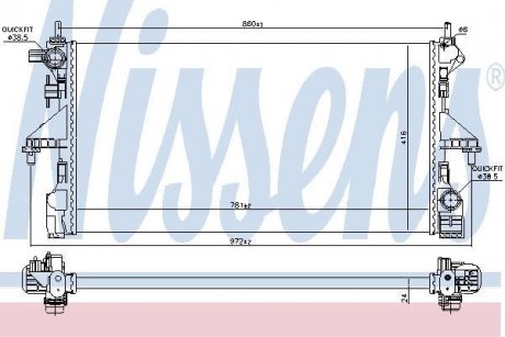 Радіатор CITROEN JUMPER (250) (06-) 2.0 BlueHDI NISSENS 606169