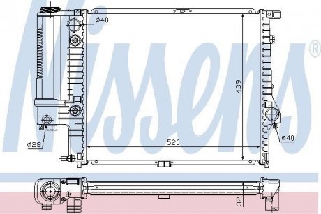 Радіатор BMW 5 E34(88-)520 i(+)[OE 1.468.469] NISSENS 60709A (фото 1)