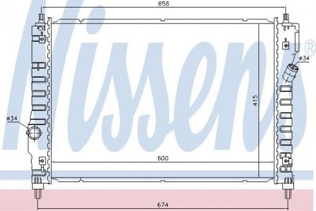 Радіатор CHEVROLET AVEO (T250, T255) (05-) 1.2 i 16V NISSENS 61628