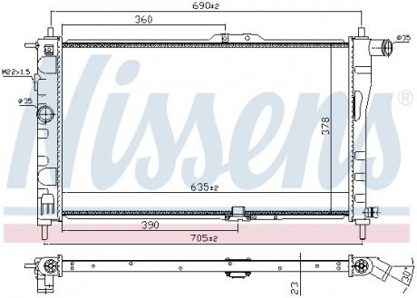 Радиатор охлаждения DAEWOO NEXIA (94-) NISSENS 61651A