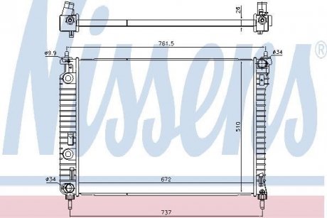 Радіатор CHEVROLET CAPTIVA (C100, C140) (06-) 2.4 i NISSENS 616905