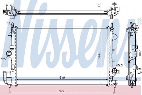 Радіатор CADILLAC BLS(04-)1.9 CDTi(+)[OE 1300 264] NISSENS 61914A