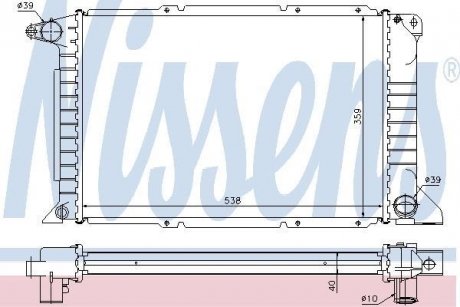 Радиатор охлаждения FORD TRANSIT (EY) (94-) 2.5 TDi NISSENS 62080A