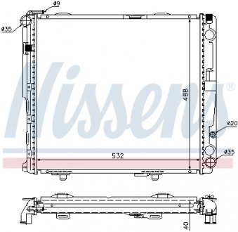 Радиатор охлаждения MERCEDES E-CLASS W 124 (84-) NISSENS 62696A