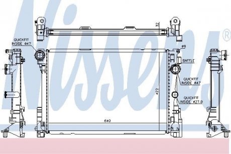 Радіатор MERCEDES SLK-CLASS W 172 (11-) SLK 200 NISSENS 627012