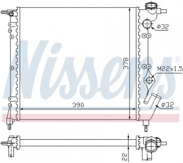 Радіатор RN CLIO I(90-)1.1(+)[OE 77 00 784 037] NISSENS 63929