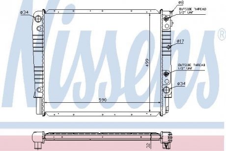 Радіатор VOLVO 940(90-)2.3 i TURBO(+)[OE 35 47 146] NISSENS 65542A