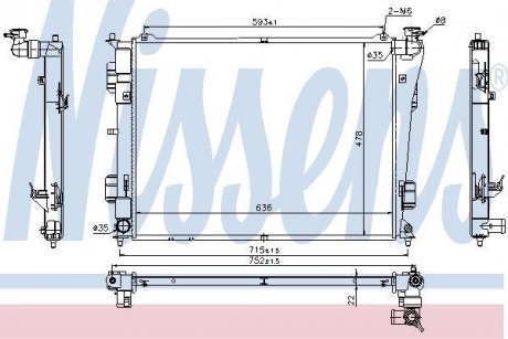 Радіатор HY SONATA(10-)2.0 i(+)[OE 253103S050] NISSENS 66783